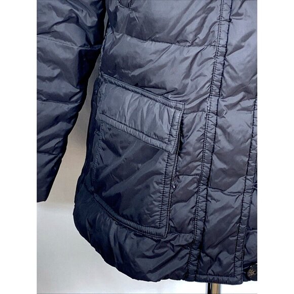 Lands' End Down Puffer Jacket Coat Brown Women Sz S 6-8 Zip Faux Fur Trim - Picture 4 of 8